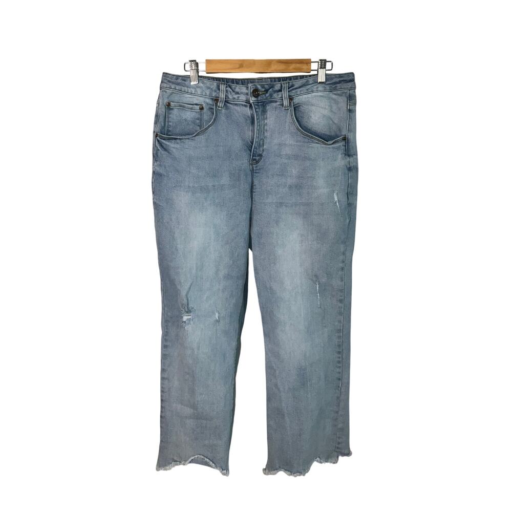 A Loves A Light Wash Blue Cropped Distressed Jeans Size 32